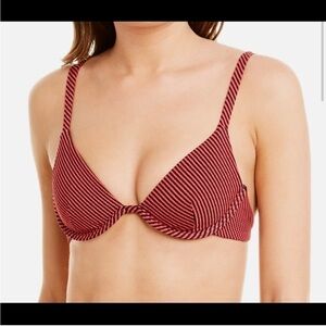 Onia Anna Top Micro Stripe Red Rock Bikini Top